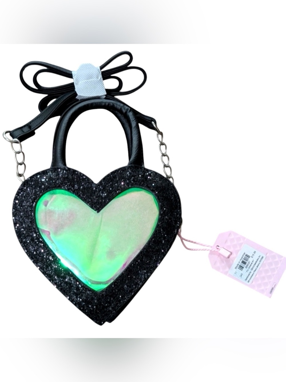 Heart-Shaped Black and Green Crossbody Bag - Picture 2 of 8